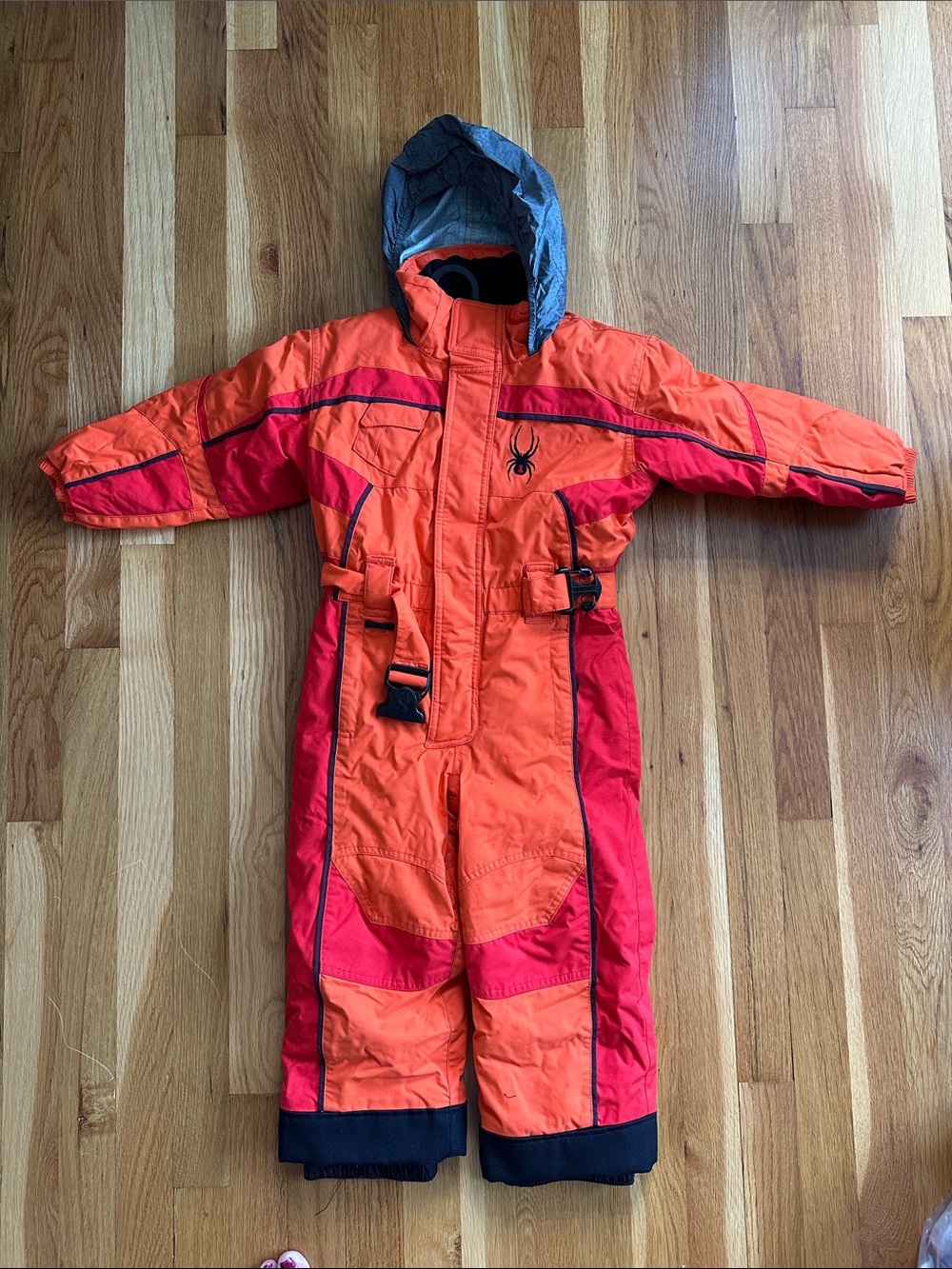 Spyder Kids Orange and Red Insulated Snow Suit with Hood
